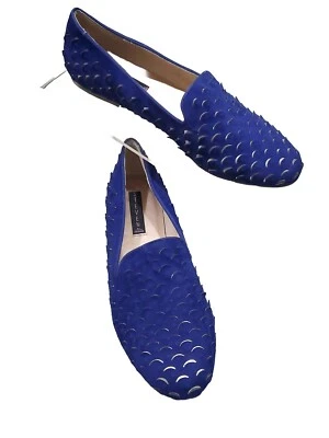 Steven by Steve Madden Talla 9M Azul Violeta Aspecto Escala Terciopelo Sin Cordones Planos Foto 1 de 4