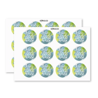 Pack de 24 mejores etiquetas de papel para papá del mundo, pegatinas decorativas coloridas Foto 1 de 4
