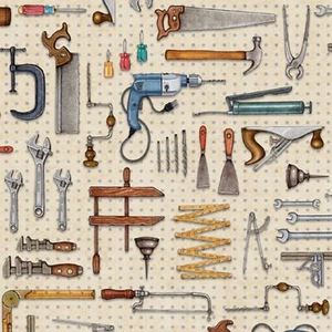 A Little Handy "Tool Pegboard"-Quilting Treasures-BTY - Picture 1 of 1