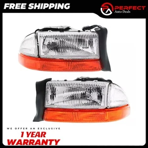 Front Headlight Assembly Left & Right Side Plastic For 1998-2004 Dodge Dakota - Picture 1 of 11