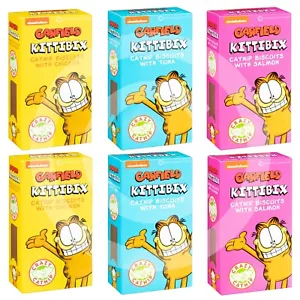 6xMixed Chicken Tuna Salmon Cat Kitten Garfield Catnip Biscuits Food Treats Play - Picture 1 of 4