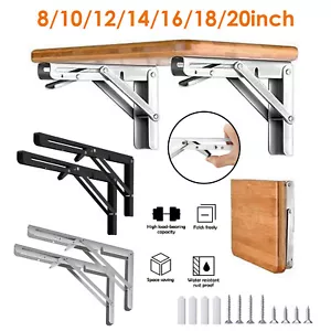 Campervan Folding Shelf Bracket Heavy Duty Motorhome Table Extension Wall Hinges - Picture 1 of 24