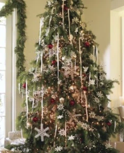 NEW Set of 4 Pottery Barn Crystallized Icicle Christmas Tree Ornaments 27 in L - Picture 1 of 10