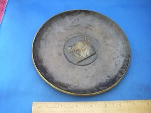 Vintage DÄNISCHE Bronze WANDPLATTE mit PFERDEKOPF - 7 1/2 Zoll - dunkle Patina - NR - Bild 1 von 8