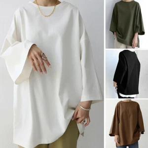 UK Damen Sommer Langarm Shirt Tops Bluse O-Ausschnitt Pullover T-Shirt Pulli Tee - Bild 1 von 13