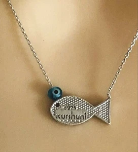 Signed 925 KURSHUNI Sterling Silver Fish Pendant Chain Necklace - Picture 1 of 9