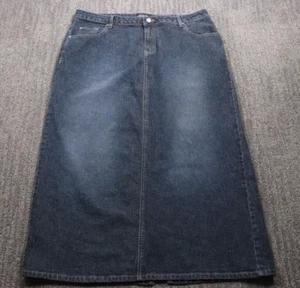 Women's Denim Maxi Skirt Back Slit Size 19 Juniors (38x36) Y2K Vintage - Picture 1 of 15