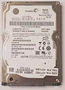 160 GB SATA Seagate Momentus 5400.4 ST9160827AS 8MB HDD 2,5 " Internal Hard - Picture 1 of 1