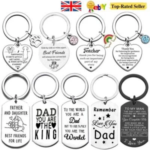 PERSONALISED FATHERS DAY GIFT GIFTS FOR HIM KEYRING DADDY GRANDAD UNCLE DAD UK - Picture 1 of 51