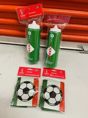 FIFA World Cup Qatar 2022 Team MEXICO Sports Bottles + Sling Bags - Lot Of 2 Ea - Image 1 of 3