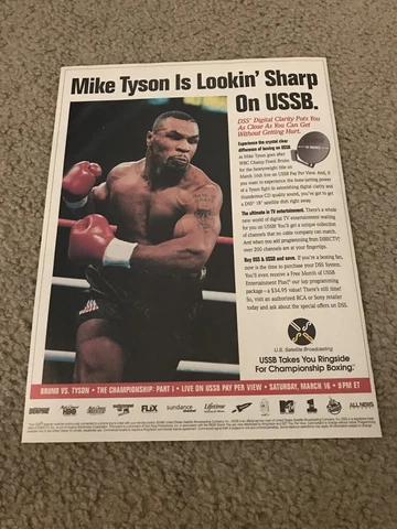 Vintage 1996 MIKE TYSON vs. FRANK BRUNO USSB PPV Poster Print Ad BOXING Cover