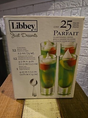 Libbey Just Desserts Clear Glass Mini Parfait Bowls Set Of 25 Piece New In Box - Image 1 of 4