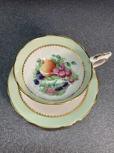 Royal Stafford England Harvest Mint Handbemalte Teetasse & Untertasse Signiert R. Band - Bild 1 von 12