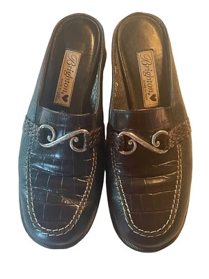 Brighton Sydney размер 7,5 M черный и коричневый крокодила тисненая кожа мул  - Изображение 1 из 4