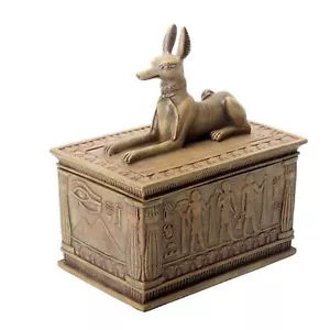Ancient Egyptian Sandstone Anubis God of the Afterlife Small Jewelry Trinket Box - Picture 1 of 2