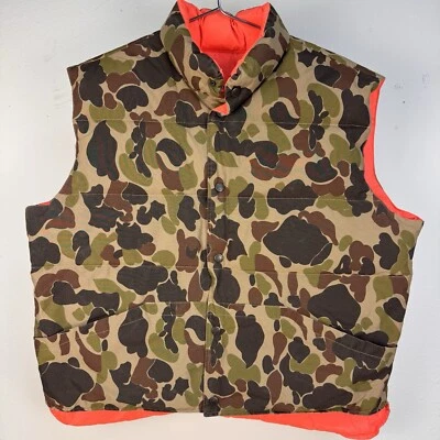VTG 90s Cabela's Reversible Duck Camo Hunting Vest, Down Blaze Orange Men's L - Image 1 of 4