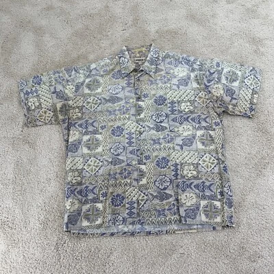 Camisa Hawaiana Campia Moda Para Hombres XL Púrpura Verde Floral Manga Corta Botón Delantero Foto 1 de 4