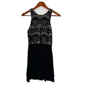 Hollister Dress Women Size Small Black Geo Sequin Sleeveless Tie Mini Party Glam - Picture 1 of 13