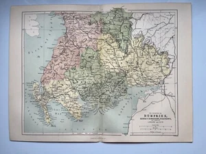 Mapa cromolitógrafo antiguo de 1868 de Perth Forfar Fife Kinross Escocia - Imagen 1 de 8