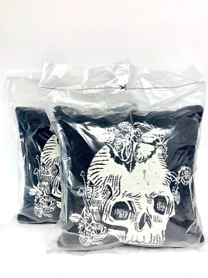 NEW! Threshold Skull and Flowers Throw Pillow *Lot of 2* - Image 1 of 4