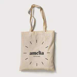 Bolso de Mano de Algodón Personalizado - Reutilizable - Añade Tu Nombre - Diseño de Círculo Minimalista - Imagen 1 de 5