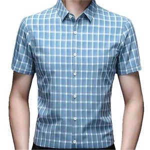 Business Casual Cotton Short-Sleeved Shirt for Middle-Aged Men, Fitted Design wi - Picture 1 of 41
