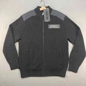 Harley Davidson Willie G Skull Full Zip Sweater Jacket Mens Large Black Big Logo - Picture 1 of 9