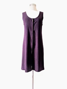CAROLE LITTLE Sweater Dress Sleeveless Knit Eggplant Purple Front Zipper SMALL - Picture 1 of 8