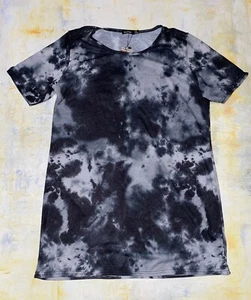 BooHoo Women’s Tie Dye Oversize T- shirt Dress short Black size 16 - Picture 1 of 4