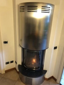 PALAZZETTI ECOMONOBLOCCO 45 CX VETRO CURVO CON RIVESTIMENTO INOX - Foto 1 di 12