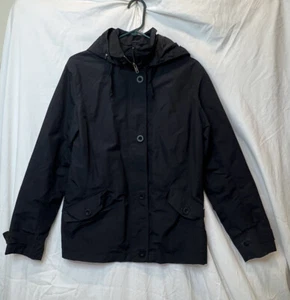 Lands End Women’s Medium 10-12 Black Hooded Windbreaker Camping Hiking See Pics - Picture 1 of 4