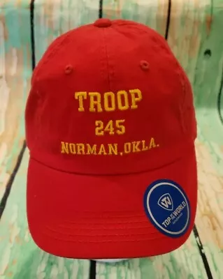 Boy Scouts of America Hat Troop  245 Norman Oklahoma  Strapback Hat Red  - Image 1 of 4