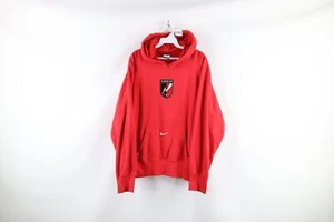 Vintage Nike Mens Small Travis Scott Center Swoosh Soccer Hoodie Sweatshirt Red - Picture 1 of 13