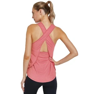 Women's Athletic Tank Top Criss Cross Back Casual Yoga Shirts Workout Clothes - Picture 1 of 47