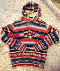 Ralph Lauren Polo Denim Chief Patchwork Sportsman Aztec Indian Serape Hoodie L - Picture 1 of 13