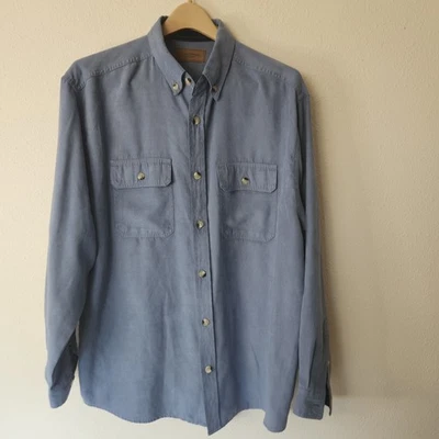 Clearwater Outfitters Mens XL Blue Faux Suede Button Down Shirt Soft Feel Casual - Image 1 of 4