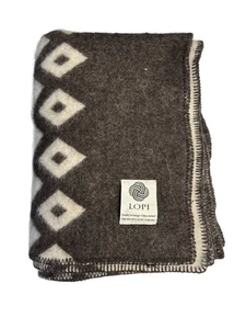 Lopi Icelandic Wool Blanket by Ístex – Pure New Wool Geometric Nordic Throw – Gr - Picture 1 of 8