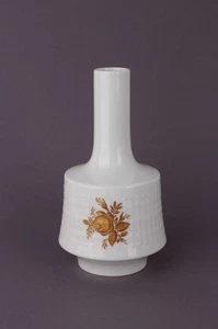 Hutschenreuther reliefierte Porzellan Vase mit goldener Rose - Bild 1 von 4