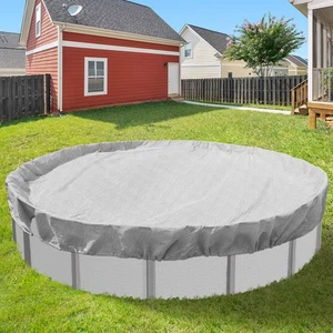 6-18ft Gray Above Ground Pool Covers Round Winter Safety Covers Swimming Pool - Picture 1 of 8