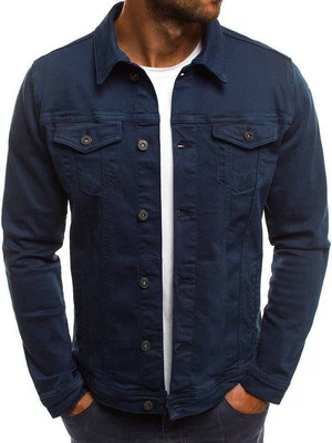 Hot Men’s Premium Faded Cotton Jean Button Up Slim Fit Jacket Denim Coat - Image 1 of 4