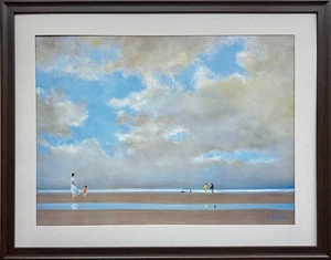 Pierre Doutreleau  " La Plage" Ocean Seascape Beach Framed Plate Signed Art NEW - Picture 1 of 3