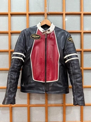 Vanson Single Riders Leather Jacket Cowhide Black Size 40 Made in USA Pre-Owned - Image 1 of 4