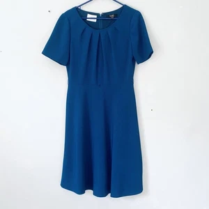 Alex Marie Dress 8 Blue Short Sleeve A Line Sheath Dress Preppy Professional - Picture 1 of 7