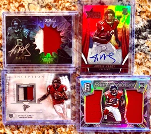 L-O-T OF 4 Justin Hardy Game Used Jersey Patch RC Rookie Auto Falcons Relics🔥 - Picture 1 of 2