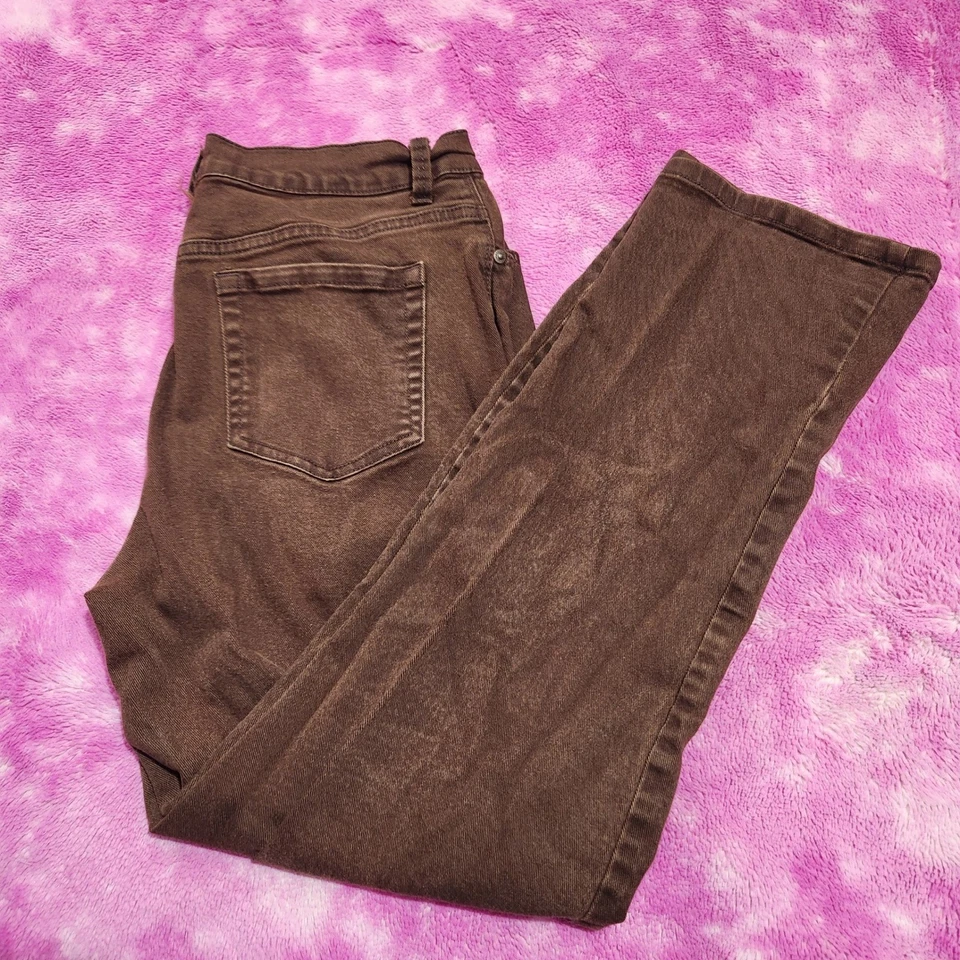 Jeans Gloria Vanderbilt Amanda veludo marrom feminino tamanho 12P perna reta - Imagem 1 de 4