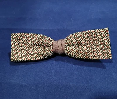 Pajarita de seda vintage años 70 delgada gris arándano clip geométrico Foto 1 de 4