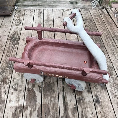 Flintstones Flint Wagon Vintage Paseo en Juguete Años 70 Lados Extraíbles Pequeña Grieta Foto 1 de 4