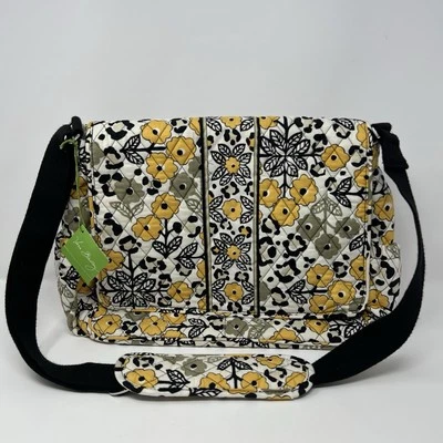 Vera Bradley Messenger Baby Bag Go Wild Floral Leopard Yellow Diaper Tote NWT - Image 1 of 4