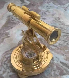 MESSING ALIDADE TELESKOP MIT KOMPASS NAUTISCH MESSING MARINE SAMMLERSTÜCK - Bild 1 von 3