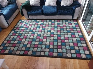 Trendy Multicoloured Living Room Rug – Color Block Squares – 5x7 - Picture 1 of 3